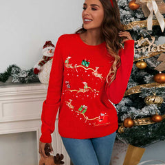 Lesmart Women's Cute Sequin Reindeer Ugly Christmas Sweater