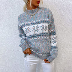 Lesmart Snowflakes Half Turtleneck Christmas Sweater