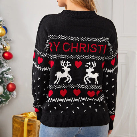 Lesmart Women's Knited Reindeer Patterns Christmas Sweaters Lesmart Women's Knited Reindeer Patterns Christmas Sweaters