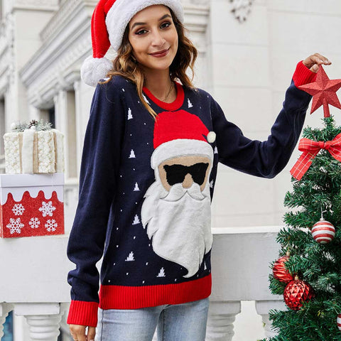 Lesmart Women's Santa Knitted Ugly Christmas Sweaters Lesmart Women's Santa Knitted Ugly Christmas Sweaters
