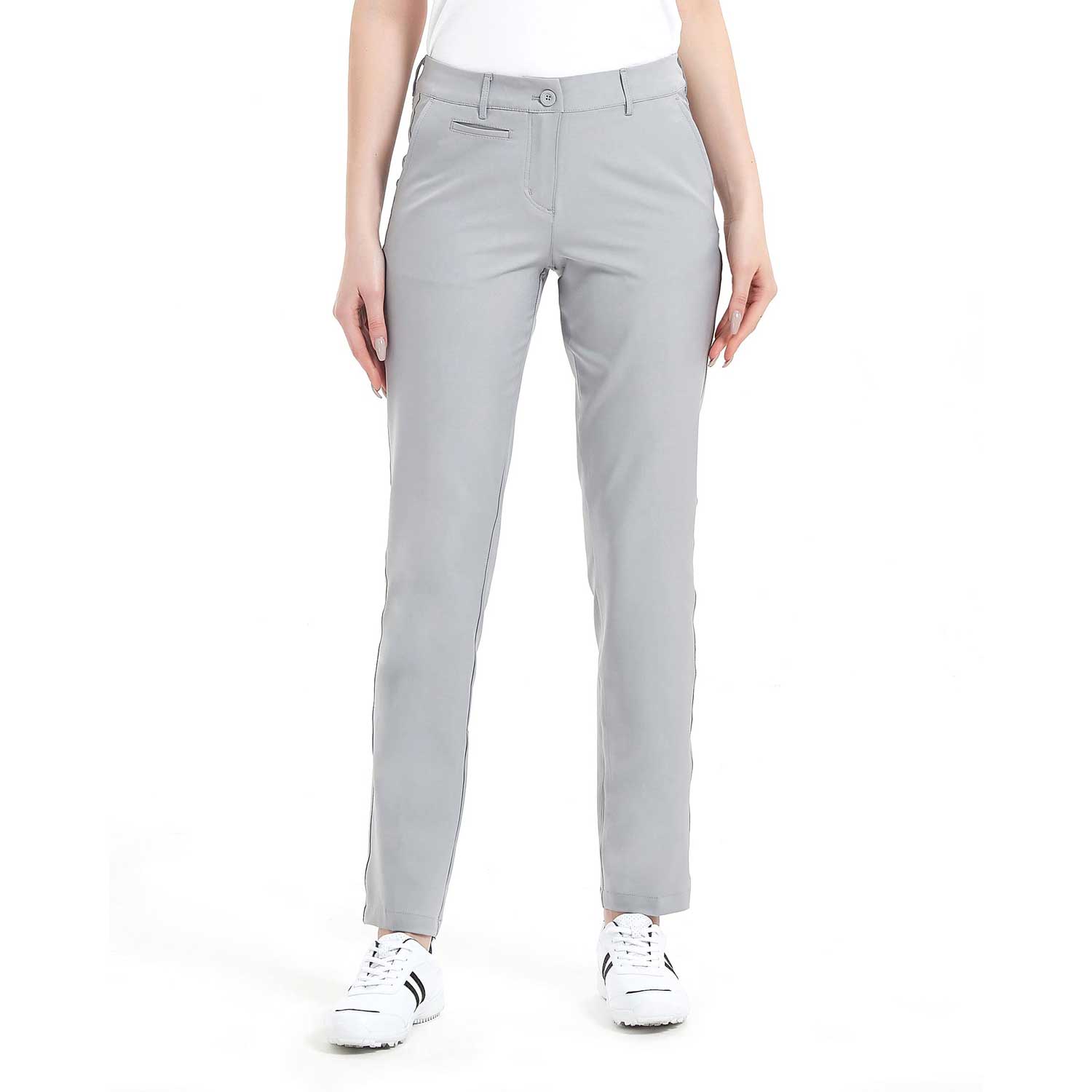 CLEARANCE JoFit Ladies Belted Cropped Golf Pants - Maui (Grey