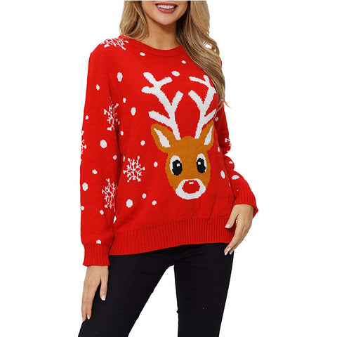 Women Merry Reindeer Ugly Christmas Sweater Women Merry Reindeer Ugly Christmas Sweater