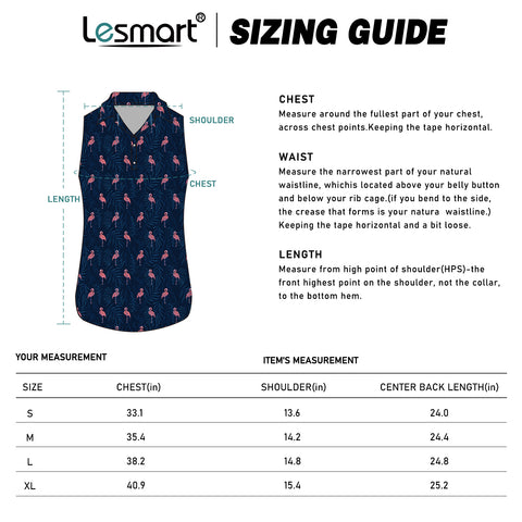 Lesmart Women's Flamingo Garnish Athletic Fit Sleeveless Polo