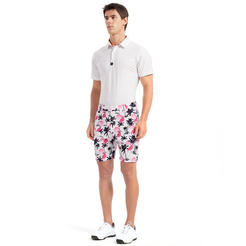 Lesmart Men's Flamingo Print Soft Feel Golf Shorts