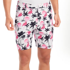 Lesmart Men's Flamingo Print Soft Feel Golf Shorts