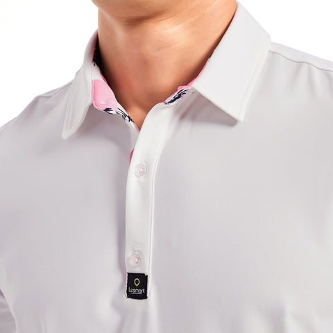 Lesmart Men's White Short Sleeve Performance Golf Polo