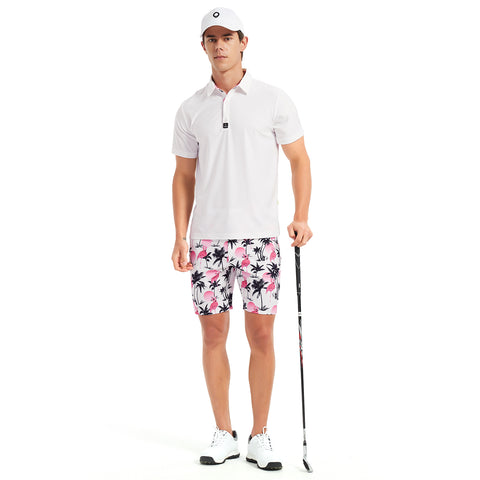 Lesmart Men's White Short Sleeve Performance Golf Polo