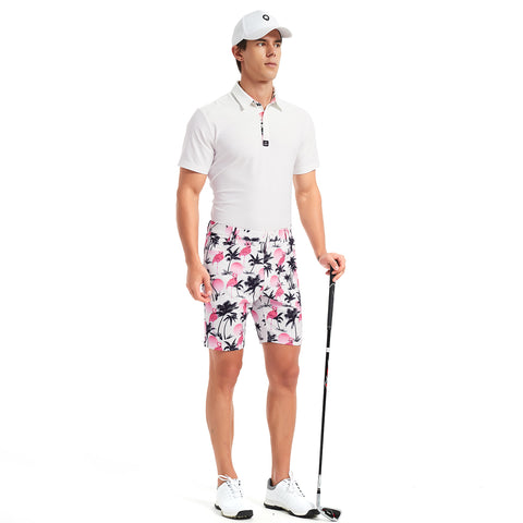 Lesmart Men's Flamingo Print Soft Feel Golf Shorts