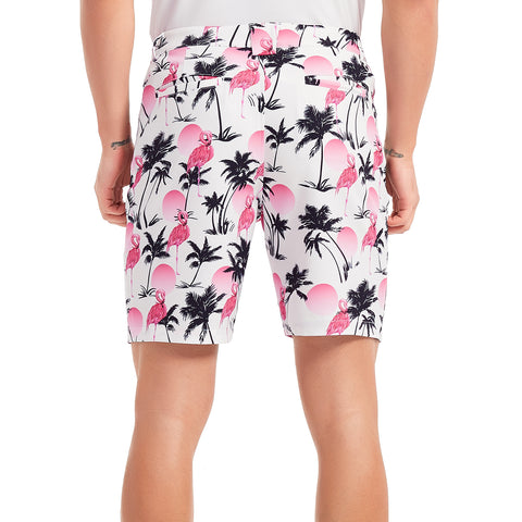 Lesmart Men's Flamingo Print Soft Feel Golf Shorts