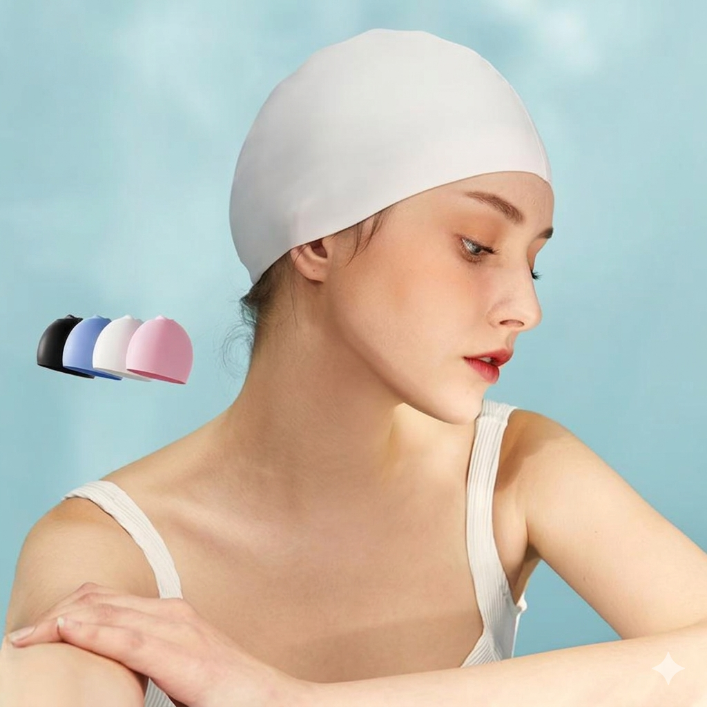 Silicone Swim Cap for Women – Waterproof, Elastic & Non-Slip Swimming Cap for Long Hair, Professional & Daily Use