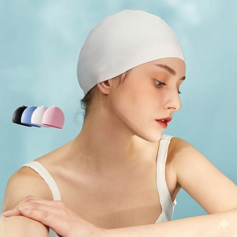 Silicone Swim Cap for Women – Waterproof, Elastic & Non-Slip Swimming Cap for Long Hair, Professional & Daily Use