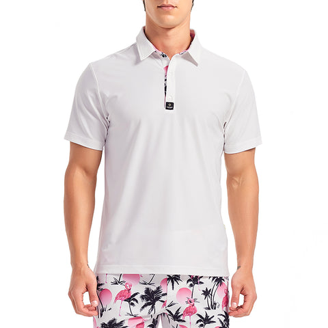 Lesmart Men's White Short Sleeve Performance Golf Polo