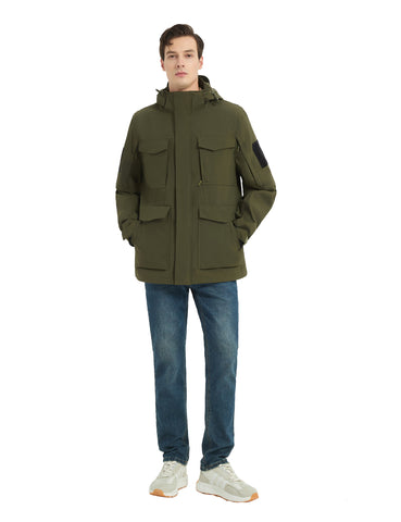 Lesmart Men's Waterproof Jacket with Hood – Warm Outdoor Cargo Coat