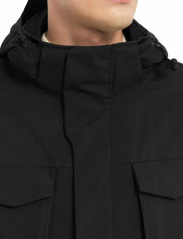 Lesmart Men's Waterproof Jacket with Hood – Warm Outdoor Cargo Coat