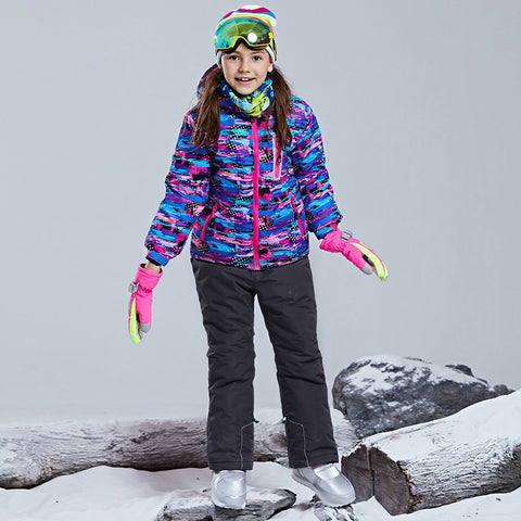 Big Girl's 2-Piece Colorblock Snow Pants and Jacket Snowsuit Ski Suit