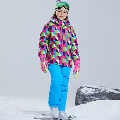 Big Girl's 2-Piece Colorblock Snow Pants and Jacket Snowsuit Ski Suit