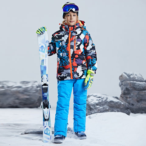 Big Boy's 2-Piece Colorblock Snow Pants and Jacket Snowsuit Ski Suit