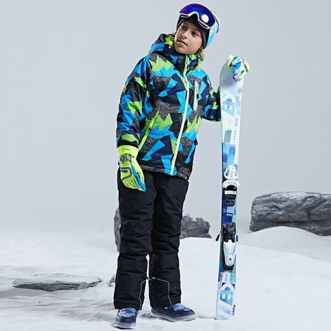 Big Boy's 2-Piece Colorblock Snow Pants and Jacket Snowsuit Ski Suit