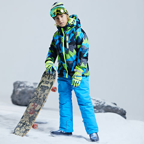 Big Boy's 2-Piece Colorblock Snow Pants and Jacket Snowsuit Ski Suit