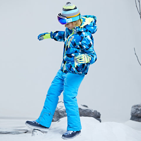 Big Boy's 2-Piece Colorblock Snow Pants and Jacket Snowsuit Ski Suit