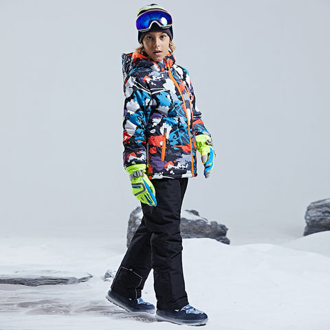 Big Boy's 2-Piece Colorblock Snow Pants and Jacket Snowsuit Ski Suit