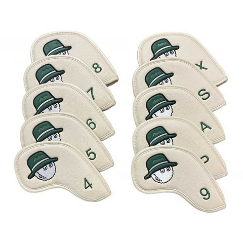 Lesmart 10pcs Funny Hat Synthetic Leather Golf Iron Head Covers Set