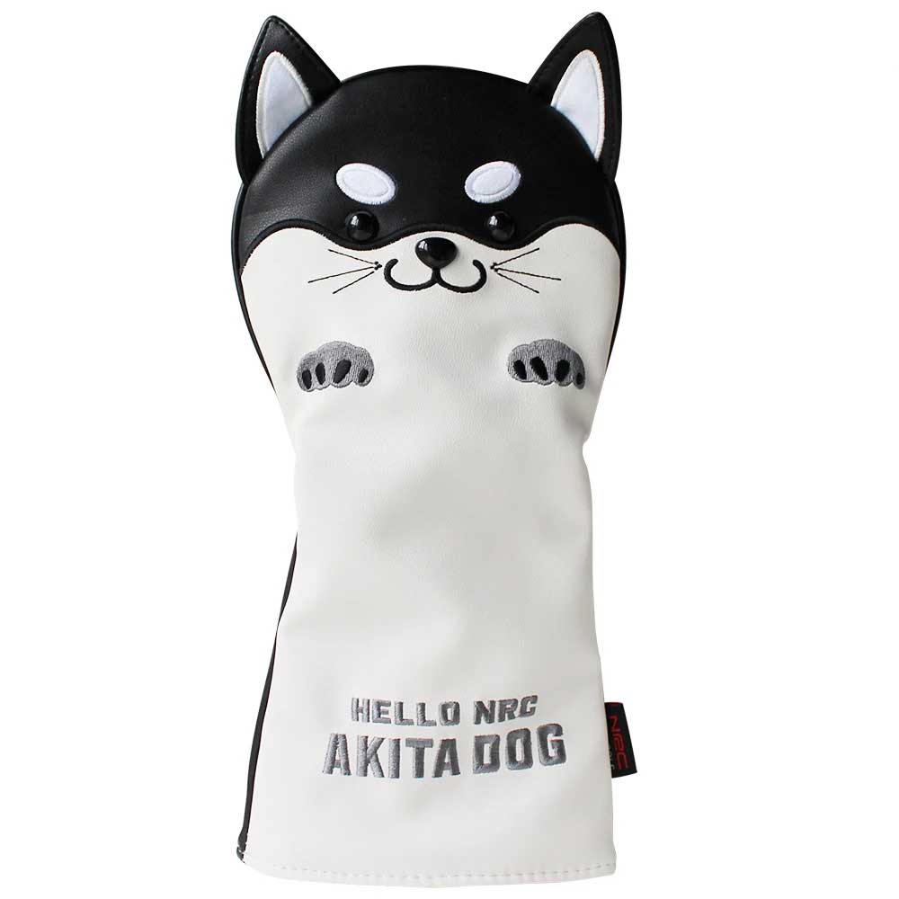 Lesmart Cute Akita PU Leather Protector Golf Headcover for Driver Fairway Hybrid Putter
