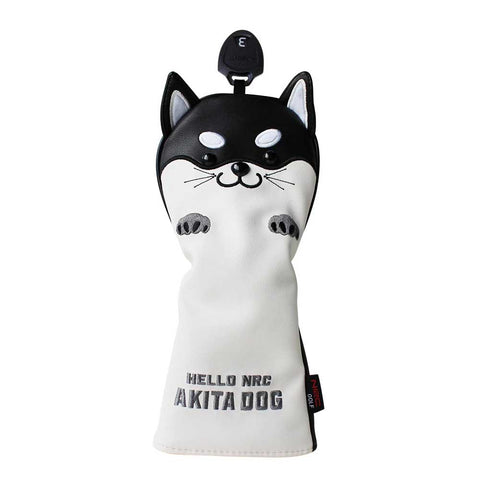 Lesmart Cute Akita PU Leather Protector Golf Headcover for Driver Fairway Hybrid Putter