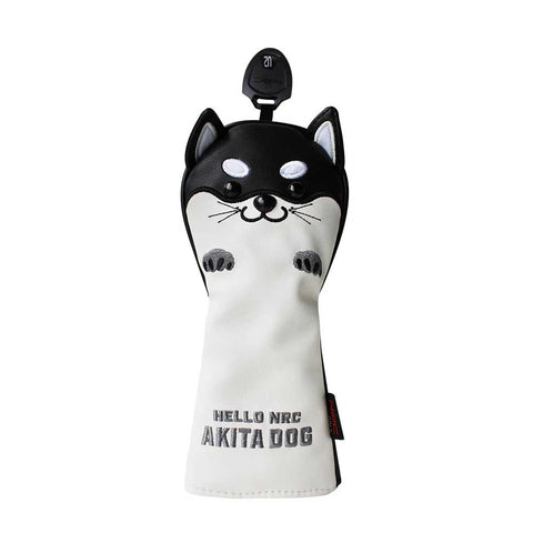Lesmart Cute Akita PU Leather Protector Golf Headcover for Driver Fairway Hybrid Putter