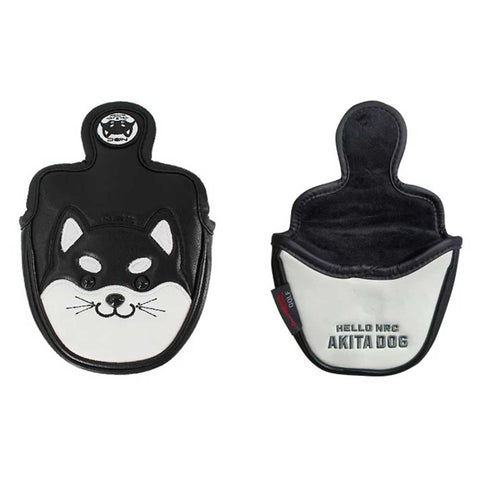 Lesmart Cute Akita PU Leather Protector Golf Headcover for Driver Fairway Hybrid Putter