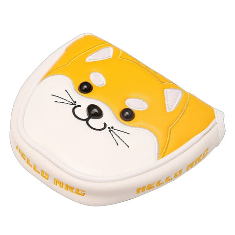 Lesmart Cute Akita PU Leather Protector Golf Headcover for Driver Fairway Hybrid Putter