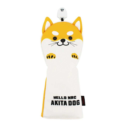 Lesmart Cute Akita PU Leather Protector Golf Headcover for Driver Fairway Hybrid Putter