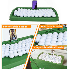 Lesmart Heavy Duty Rubber Golf Ball Tray with Phone Holder