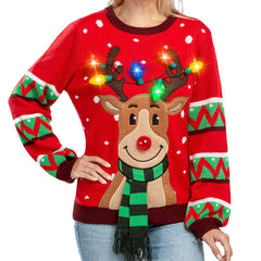 Lesmart LED Reindeer Light Up Ugly Christmas Sweaters