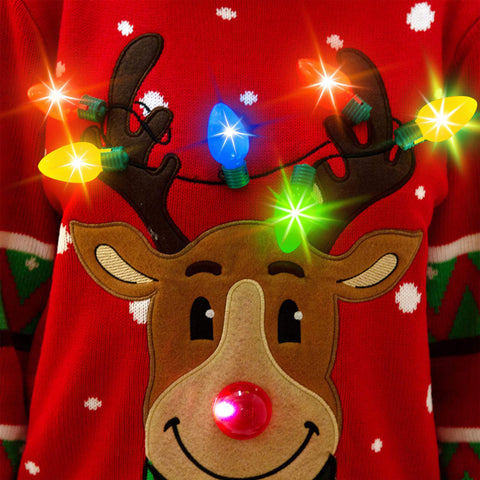 Lesmart LED Reindeer Light Up Ugly Christmas Sweaters