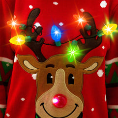Lesmart LED Reindeer Light Up Ugly Christmas Sweaters