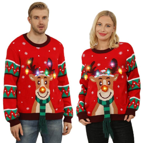 Lesmart LED Reindeer Light Up Ugly Christmas Sweaters