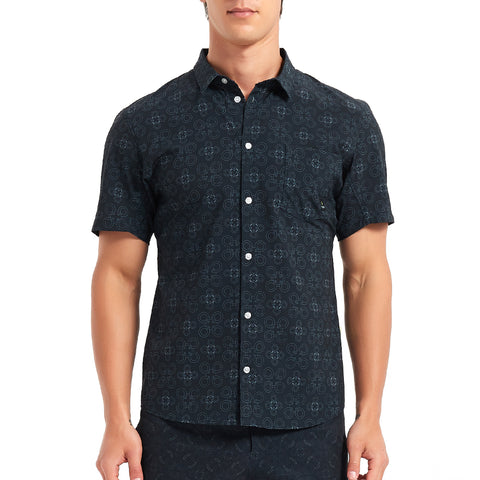 Lesmart Men's Black Printed Lightweight Golf Shirts