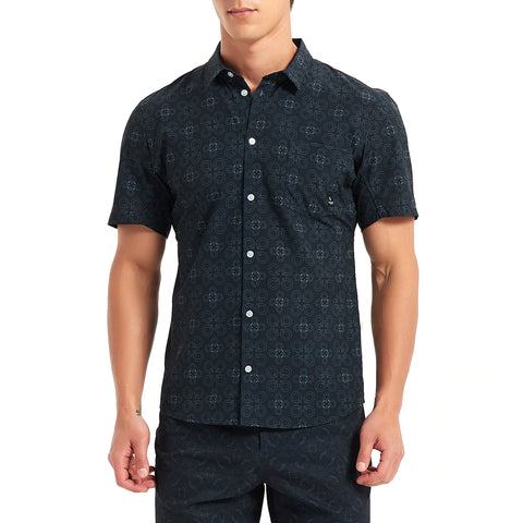 Lesmart Men's Black Printed Lightweight Golf Shirts