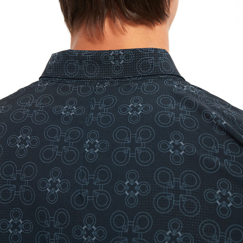 Lesmart Men's Black Printed Lightweight Golf Shirts