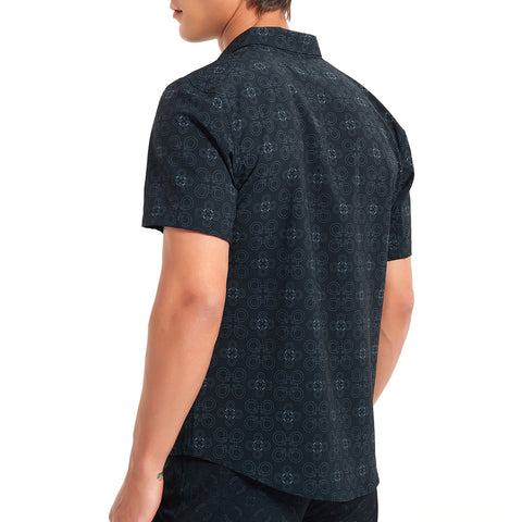 Lesmart Men's Black Printed Lightweight Golf Shirts