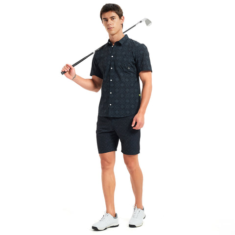 Lesmart Men's Black Printed Lightweight Golf Shirts