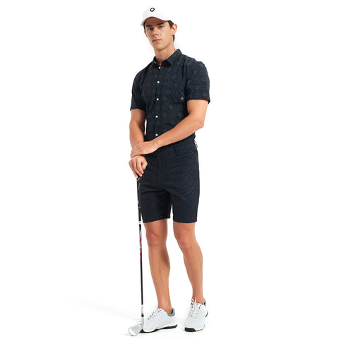 Lesmart Men's Black Printed Soft Feel Golf Shorts