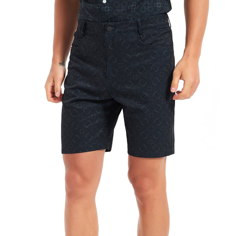 Lesmart Men's Black Printed Soft Feel Golf Shorts