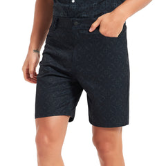 Lesmart Men's Black Printed Soft Feel Golf Shorts