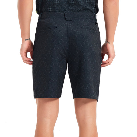 Lesmart Men's Black Printed Soft Feel Golf Shorts