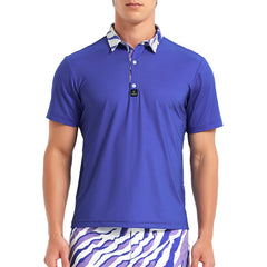 Lesmart Men's Blue Short Sleeve Performance Golf Polo
