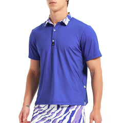 Lesmart Men's Blue Short Sleeve Performance Golf Polo
