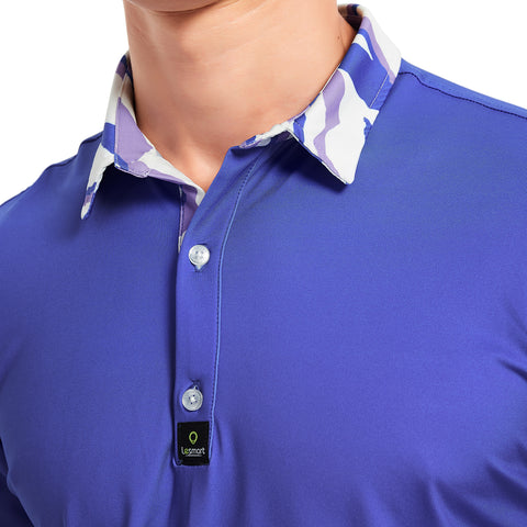 Lesmart Men's Blue Short Sleeve Performance Golf Polo