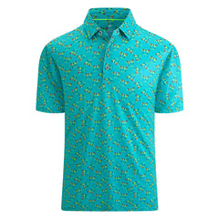 Lesmart Men's Golf Club Print Moisture Wicking Polo Shirt